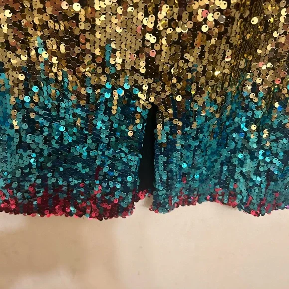 Rainbow sequins strapless dress large - Picture 4 of 8
